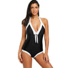 Two Tone Halter One Piece Swimsuit