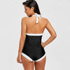 Two Tone Halter One Piece Swimsuit