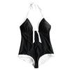 Two Tone Halter One Piece Swimsuit
