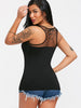 Sheer Mesh Floral Cat Print Tank Top