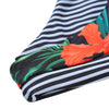 Spaghetti Strap Padded Stripe Floral Print Women Bikini Set