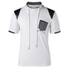 Patch Pocket Drawstring Neck T-shirt