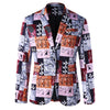 Single Button Ancient Words Print Blazer