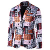 Single Button Ancient Words Print Blazer