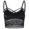 Padded Cross Front Lace Crop Cami Top