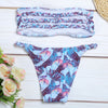 Strapless Backless Padded Print Low Waist Women Bikini Set