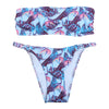Strapless Backless Padded Print Low Waist Women Bikini Set