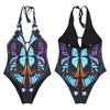 Halter Neck Backless Padded Butterfly Print Women Swimsuit