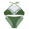 Lace Up Halter Swimwear Velour Women Bikini Set Swimsuit
