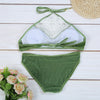Lace Up Halter Swimwear Velour Women Bikini Set Swimsuit
