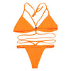 Halter Neck Backless Woven Strap Low Waist Women Bikini Set