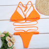 Halter Neck Backless Woven Strap Low Waist Women Bikini Set