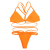 Halter Neck Backless Woven Strap Low Waist Women Bikini Set