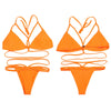 Halter Neck Backless Woven Strap Low Waist Women Bikini Set