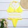 Halter Neck Backless Woven Strap Low Waist Women Bikini Set