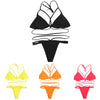 Halter Neck Backless Woven Strap Low Waist Women Bikini Set