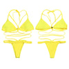 Halter Neck Backless Woven Strap Low Waist Women Bikini Set