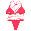 Halter Neck Backless Woven Strap Low Waist Women Bikini Set