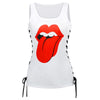 Lace Up Lip Print Tank Top