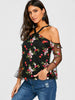Mesh Off the Shoulder Floral Print Blouse