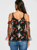 Mesh Off the Shoulder Floral Print Blouse