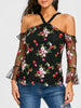 Mesh Off the Shoulder Floral Print Blouse