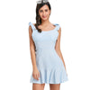 Textured Square Neck Flounce Mini Dress