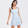 Textured Square Neck Flounce Mini Dress