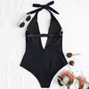 Halter Plunge Front Backless Swimsuit