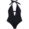 Halter Plunge Front Backless Swimsuit