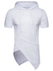 Short Sleeve Longline Asymmetrical Hooded T-shirt