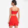 Tie Up Bra Top and Bodycon Ruffle Skirt