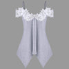 Cold Shoulder Lace Insert Handkerchief Tank Top