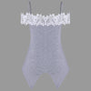 Cold Shoulder Lace Insert Handkerchief Tank Top