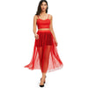 Crop Top With High Waisted Mesh Skirt