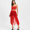 Crop Top With High Waisted Mesh Skirt