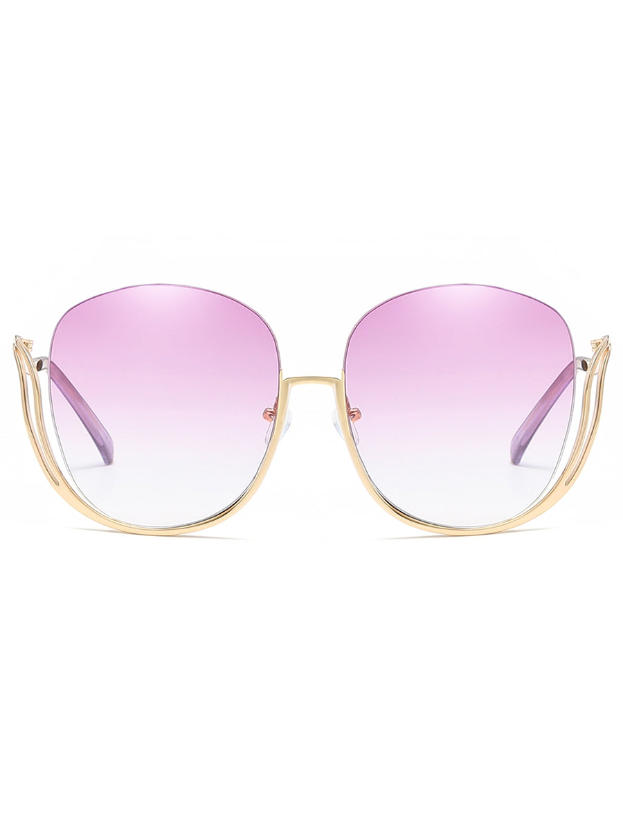 Half Frame Oversized Sunglasses with Curved Legs