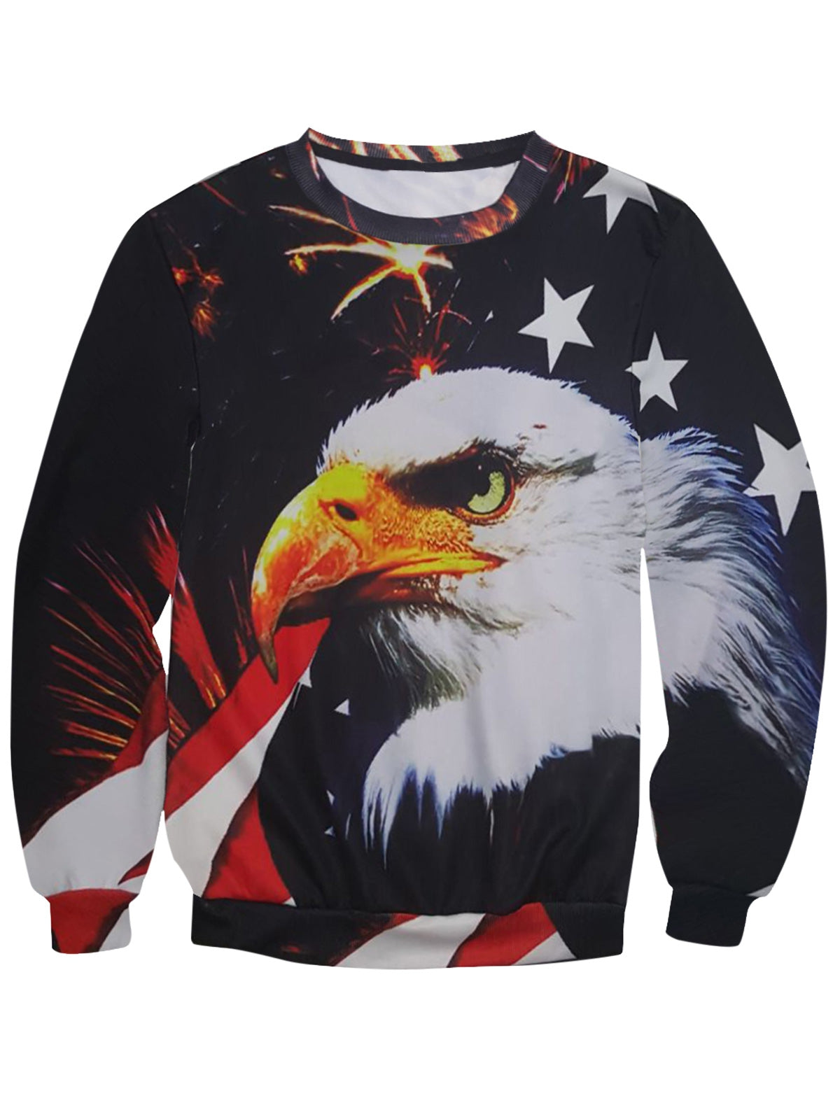 Star Bird Head Printed Pullover Sweatshirt