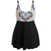 Plus Size Geometric Skirted Tankini Set