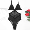 Lace Sheer Plunge Cutout Bodysuit
