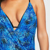 Mesh Printed Plunge Surplice Swimsuit