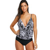 Mesh Printed Plunge Surplice Swimsuit