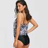 Mesh Printed Plunge Surplice Swimsuit
