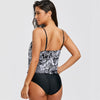 Mesh Printed Plunge Surplice Swimsuit