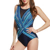 Mesh Insert Surplice Printed Swimsuit