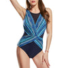 Mesh Insert Surplice Printed Swimsuit