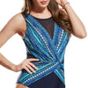Mesh Insert Surplice Printed Swimsuit