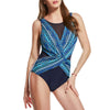 Mesh Insert Surplice Printed Swimsuit