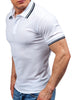 Half Button Stripe Trim T-shirt