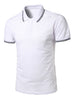 Half Button Stripe Trim T-shirt